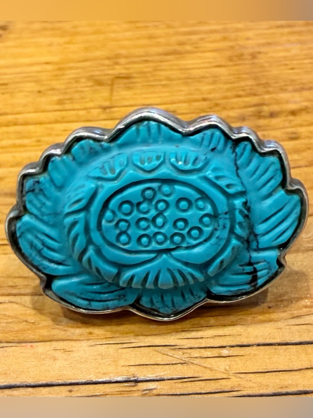 AKR Amy Kahn Russell Carved Turquoise Sterling Silver Ring